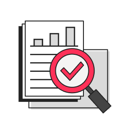 Icon Illustration - Magnifying Glass Checkmark Graph